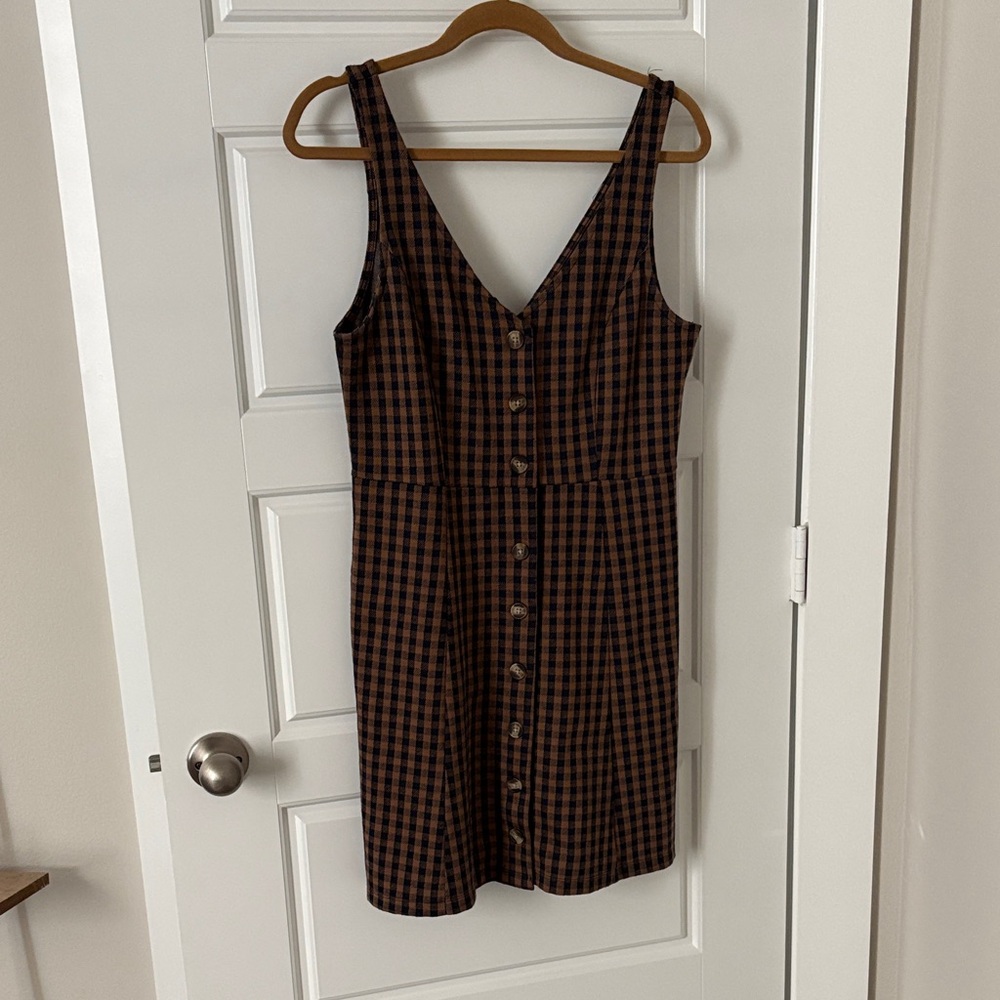 American Eagle Outfitters Brown Plaid Mini Dress